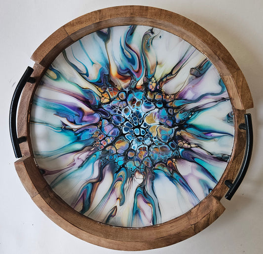 12" Rnd Tray w Metal Handle - Colorfest 1