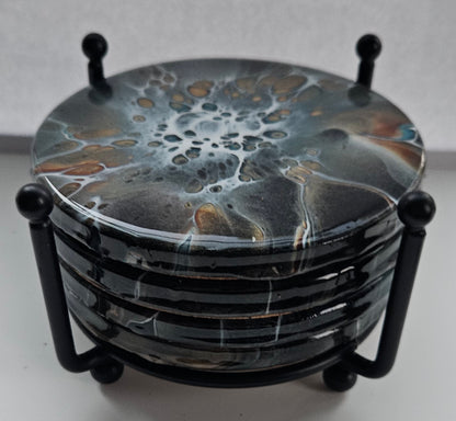 Coaster - Set of 4, Rnd w Holder - Navajo Glow