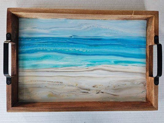 12 x 18 Acacia Serving Tray - Bermuda Beach 2