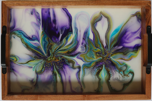 12 x 18 Acacia Serving Tray - Purple/Green 1