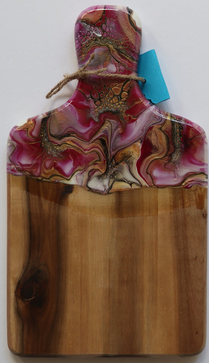 7 1/2 X 13 1/2" Charcuterie Board - Pink/Gold 1