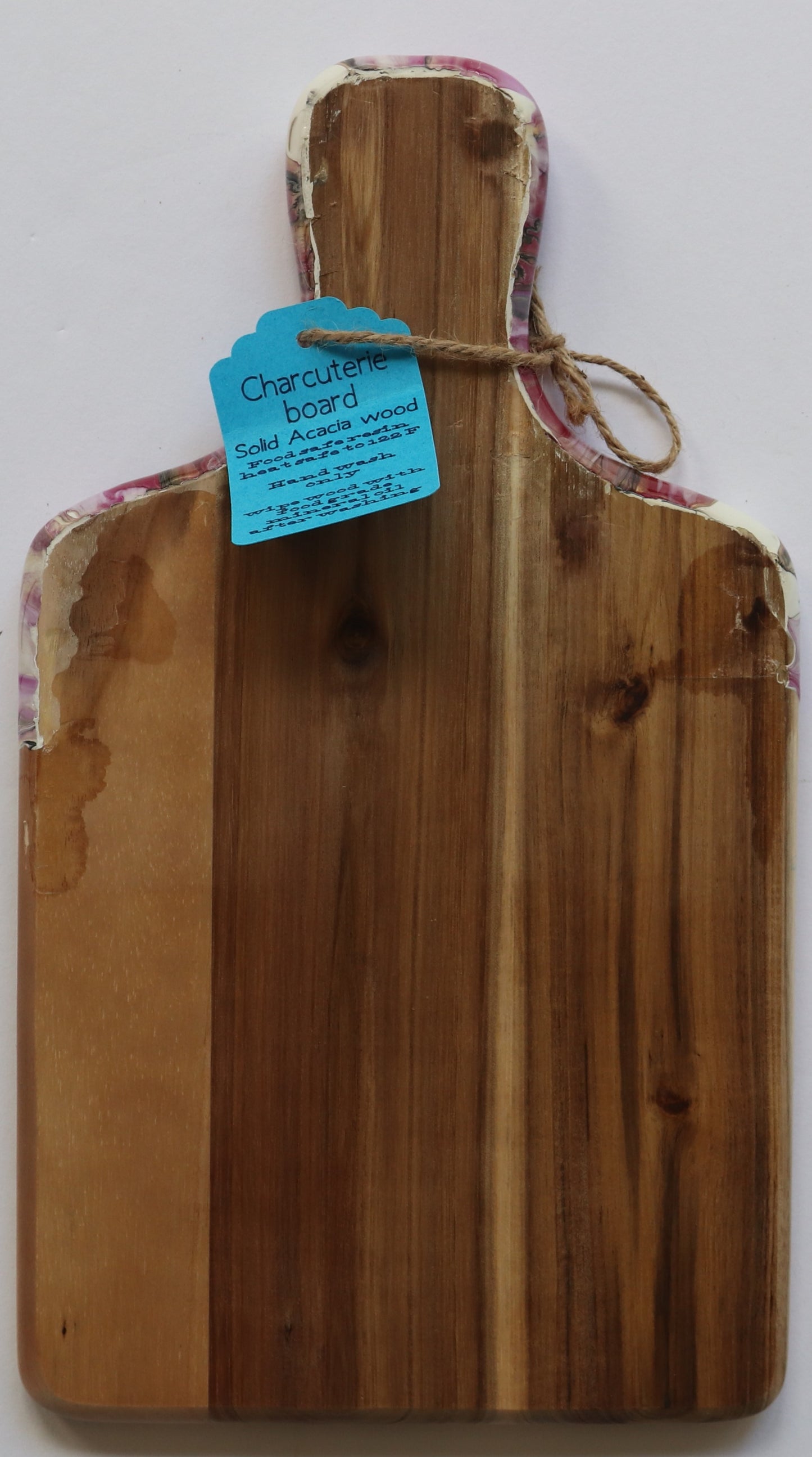 7 1/2 X 13 1/2" Charcuterie Board - Pink/Gold 1