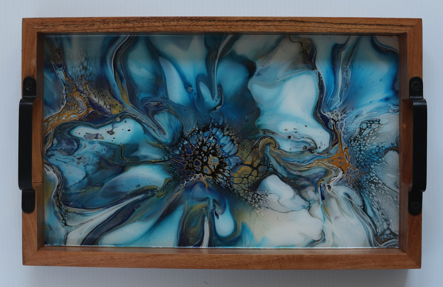 10 x 16 Acacia Serving Tray - Blue 1