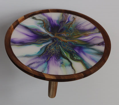 12 x 12 Round Trinket Tray w/ Legs - Purple/Green 1