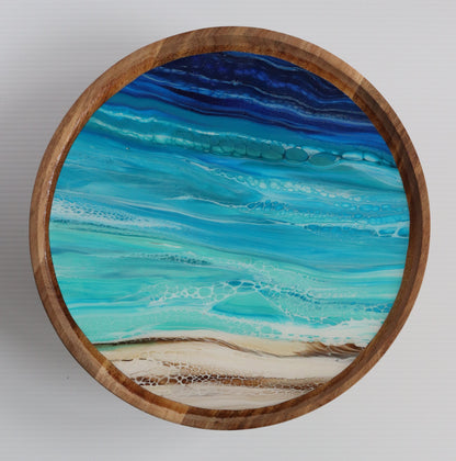 12 x 12 Round Trinket Tray w/ Legs - Beach 1