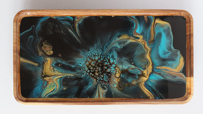 9 x 17 trinket tray w/ legs - Blue/Gold 1