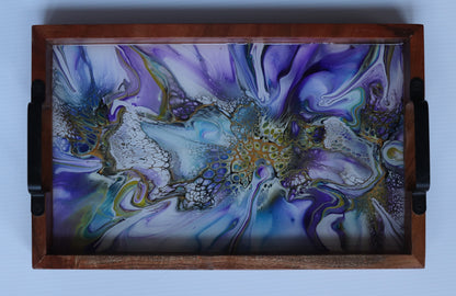 10 x 16 Acacia Serving Tray - Purple/Green 2